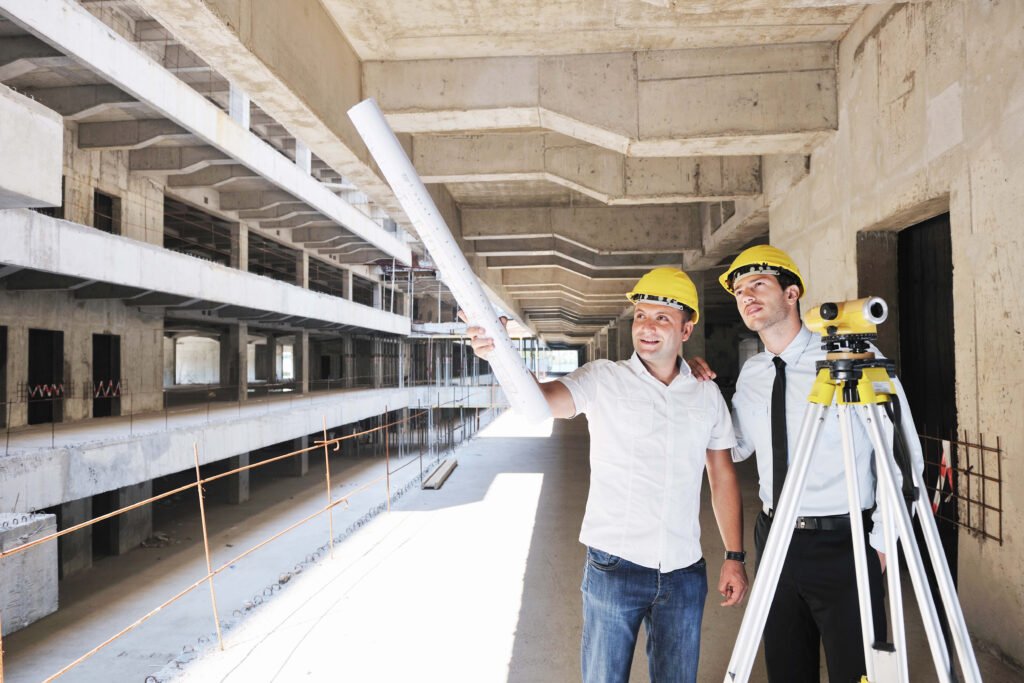team of architects on construciton site